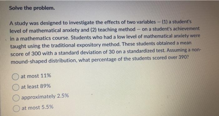 Solved Solve the problem. A study was designed to | Chegg.com
