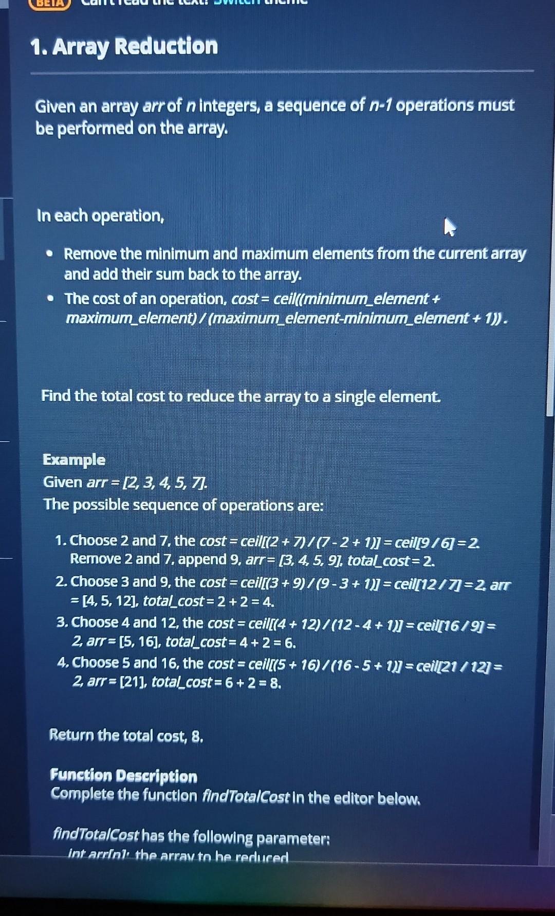 solved-1-array-reduction-given-an-array-arr-of-n-integers-chegg