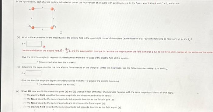 Solved In the figure below, each charged particle is located | Chegg.com
