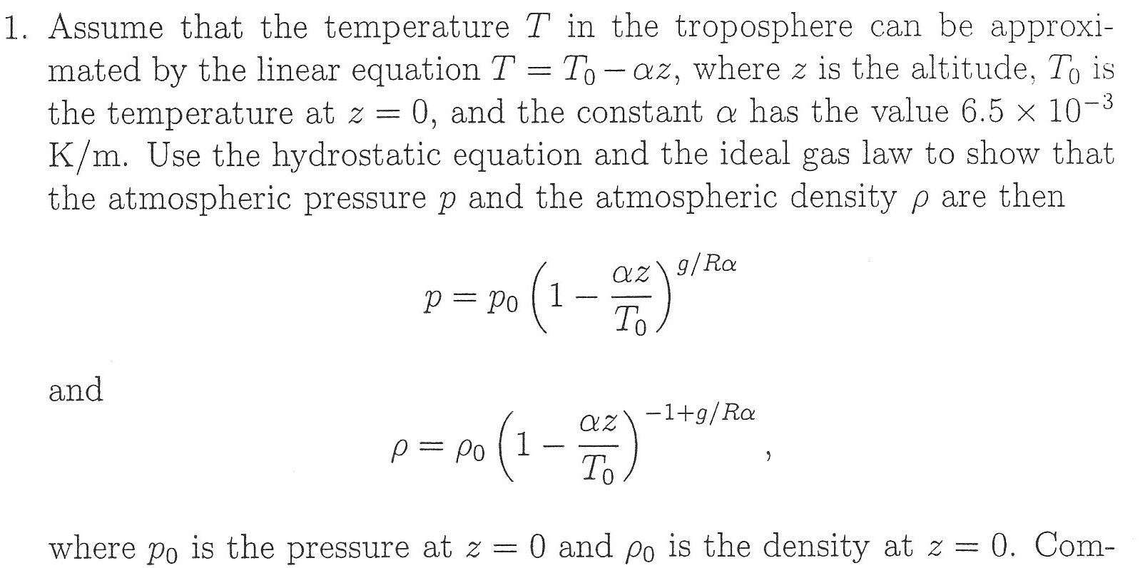 Solved Assume That The Temperature T In The Troposphere C Chegg Com