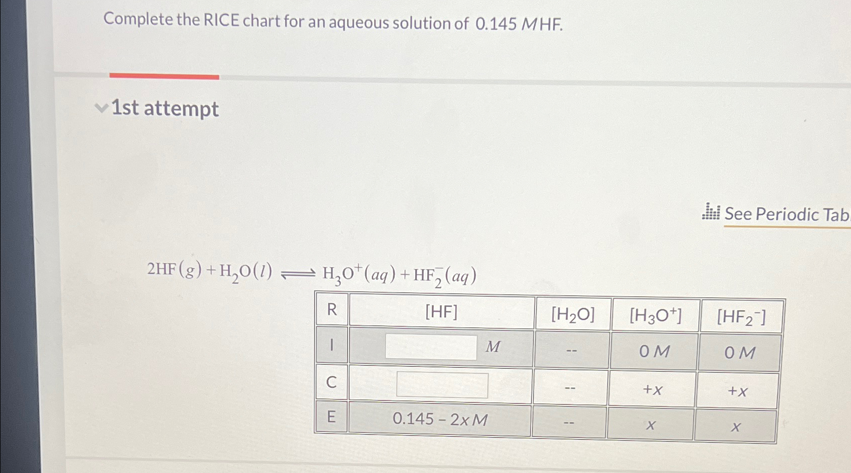 Solved Complete the RICE chart for an aqueous solution of | Chegg.com