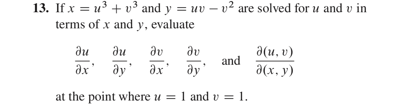 Solved If x=u3+v3 ﻿and y=uv-v2 ﻿are solved for u ﻿and v ﻿in | Chegg.com