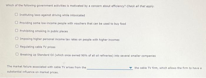Solved Which of the following government activities is | Chegg.com