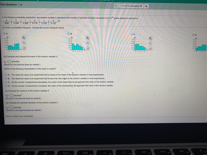 Solved This Question 1 pt 1 of 100 complete In the following | Chegg.com