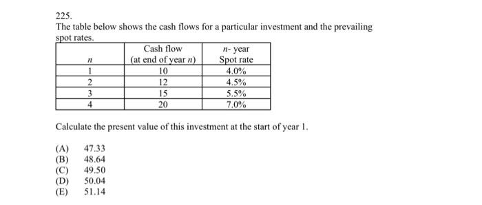 Solved 225 The table below shows the cash flows for a | Chegg.com