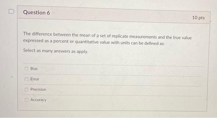 Solved D Question 6 10 pts The difference between the mean | Chegg.com