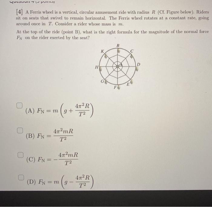 Solved וכווווטץ - ד ווט4ucati [4] A Ferris wheel is a | Chegg.com