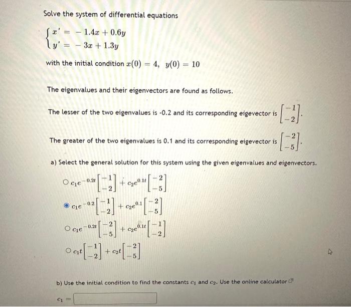 Solved Solve the system of differential equations | Chegg.com