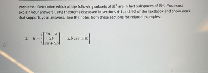 Solved Problems: Determine which of the following subsets of | Chegg.com