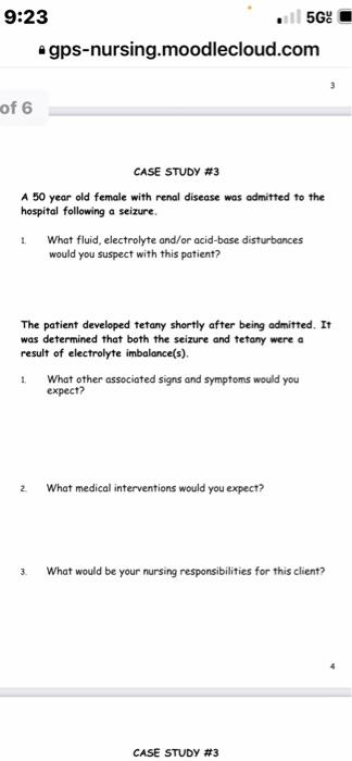 A 50 year old female with renal disease was admitted | Chegg.com