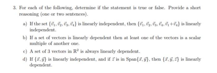 Solved 3 For Each Of The Following Determine If The