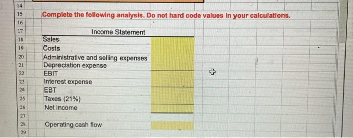 Solved Nment 1 Calculating Operating Cash Flow Excel 3 9717