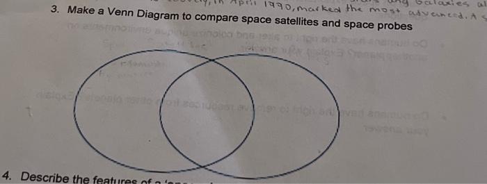 cies al
April 1990, marked the most advanced. As
3. Make a Venn Diagram to compare space satellites and space probes
500 bns.