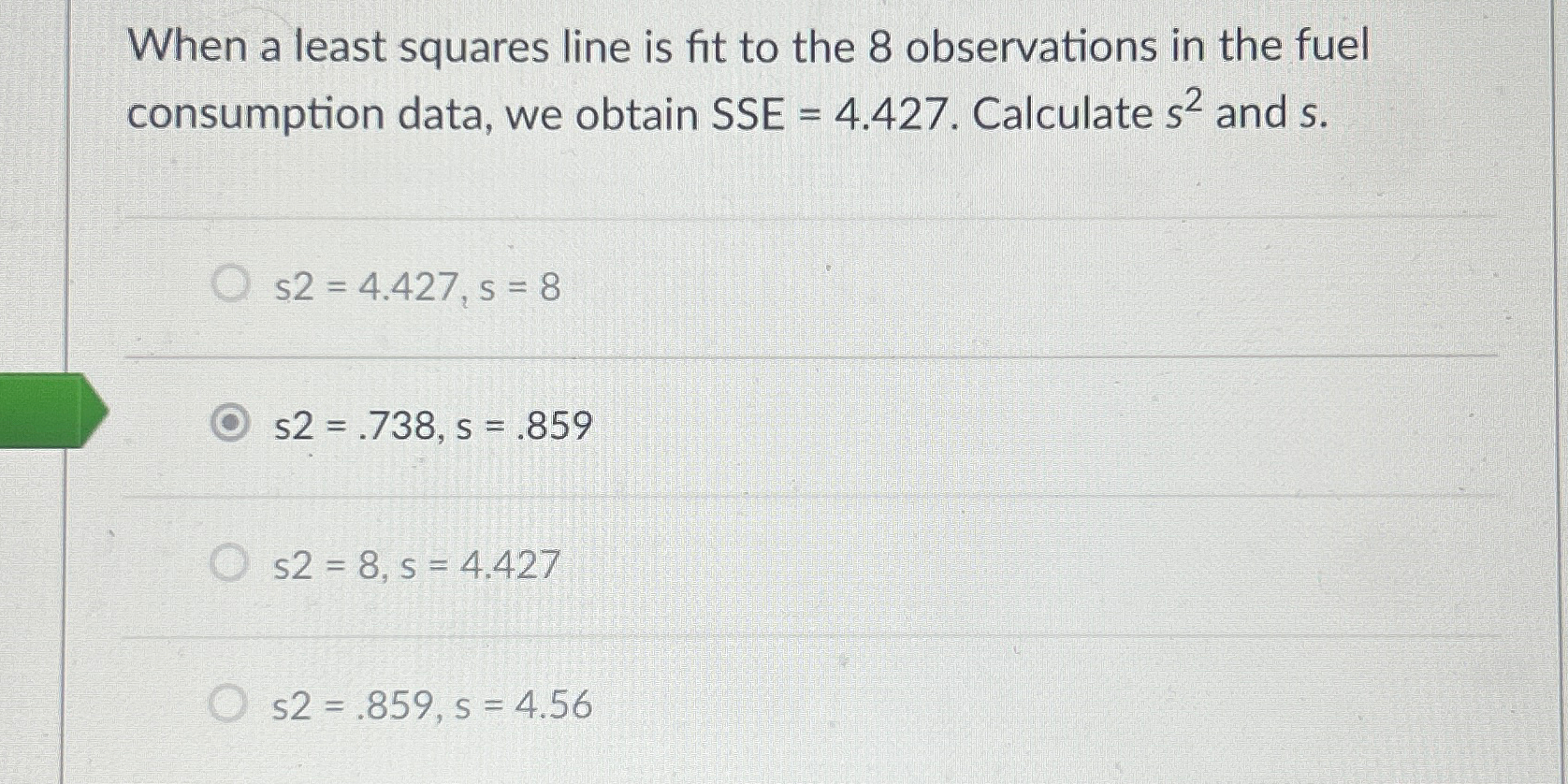 Solved When a least squares line is fit to the 8 | Chegg.com