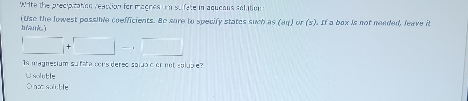 write a hypothesis for the dissolution of magnesium sulphate