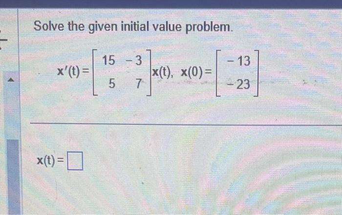 Solved Solve the given initial value problem. | Chegg.com