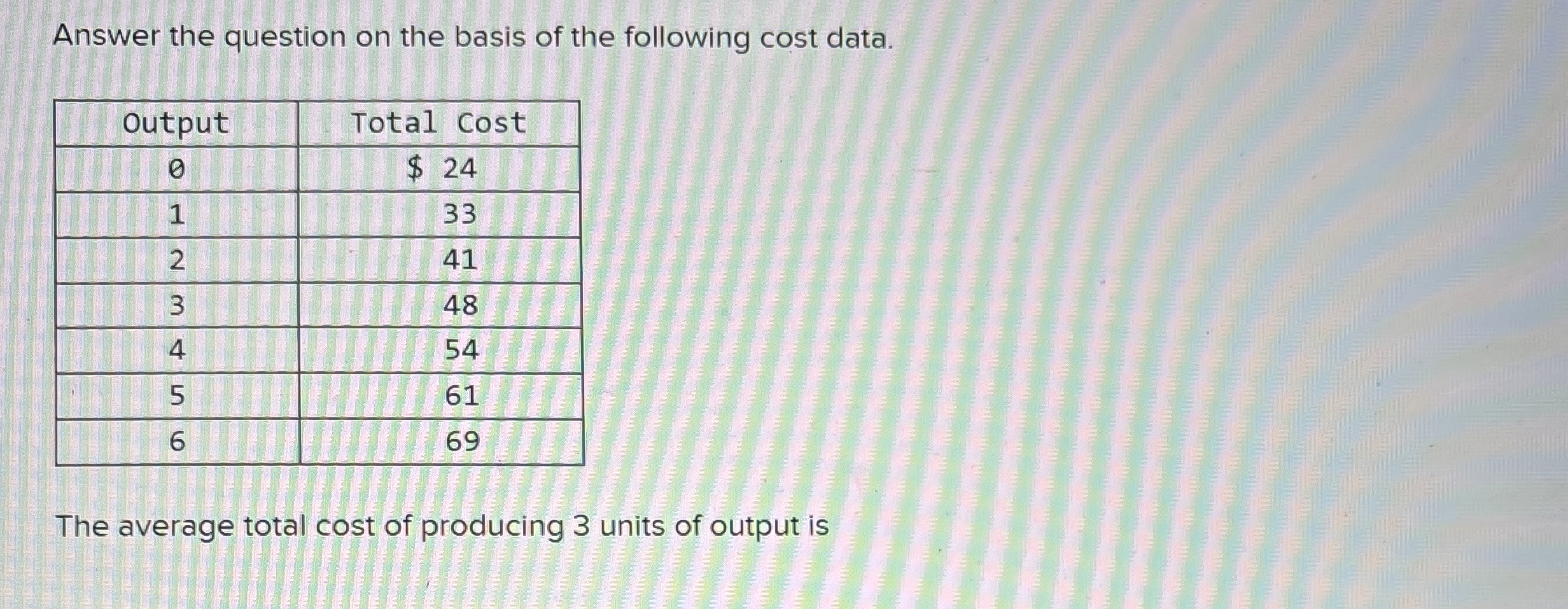 Solved Answer the question on the basis of the following | Chegg.com