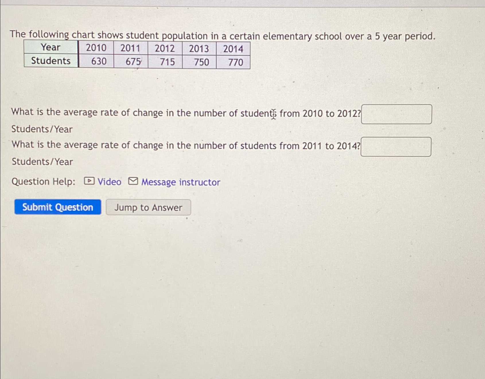 Solved The following chart shows student population in a | Chegg.com