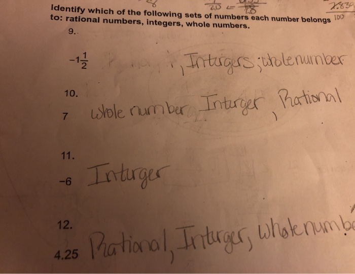 Solved Identify Which Of The Following Sets Of Numbers Each Chegg Com