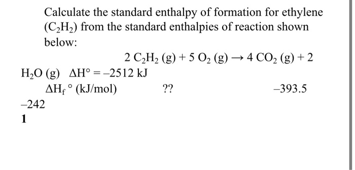 Solved Calculate the standard enthalpy of formation for | Chegg.com