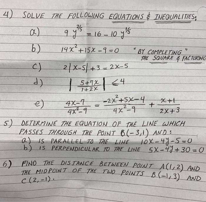 99 16 10 Y S 4 Solve The Following Equations Chegg 
