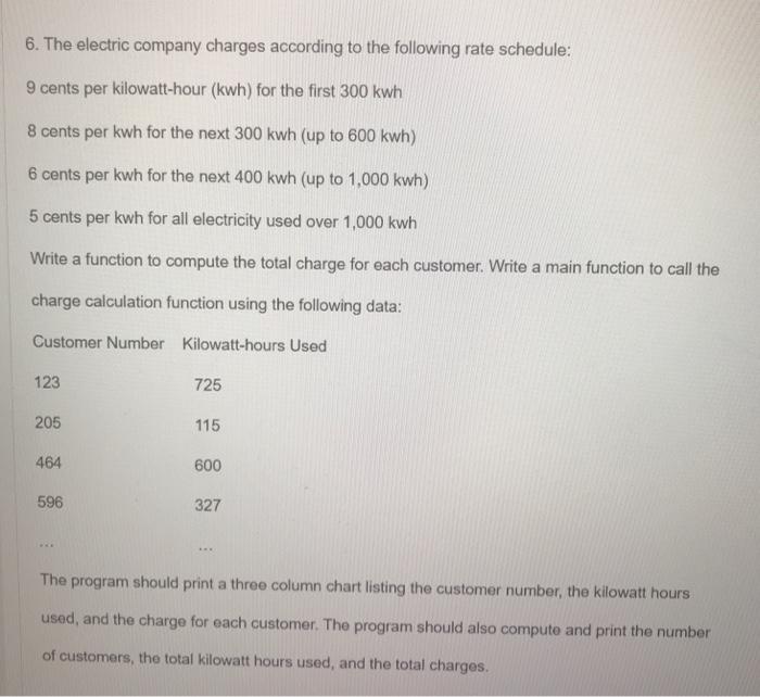 Solved 6. The electric company charges according to the