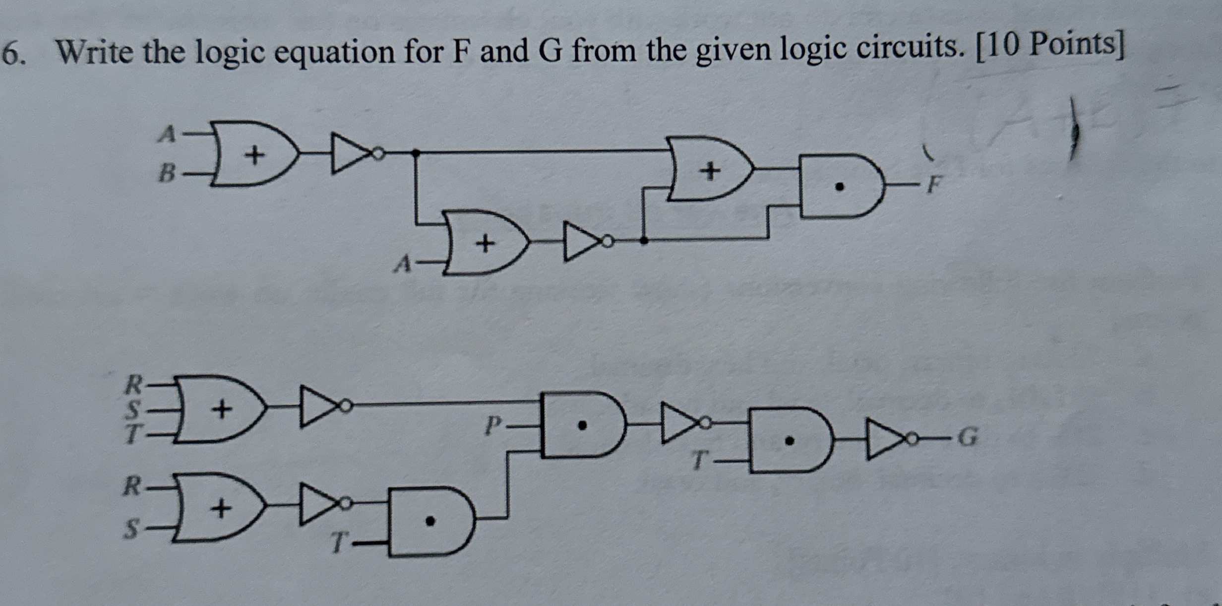 Solved Write the logic equation for F and G from the given | Chegg.com