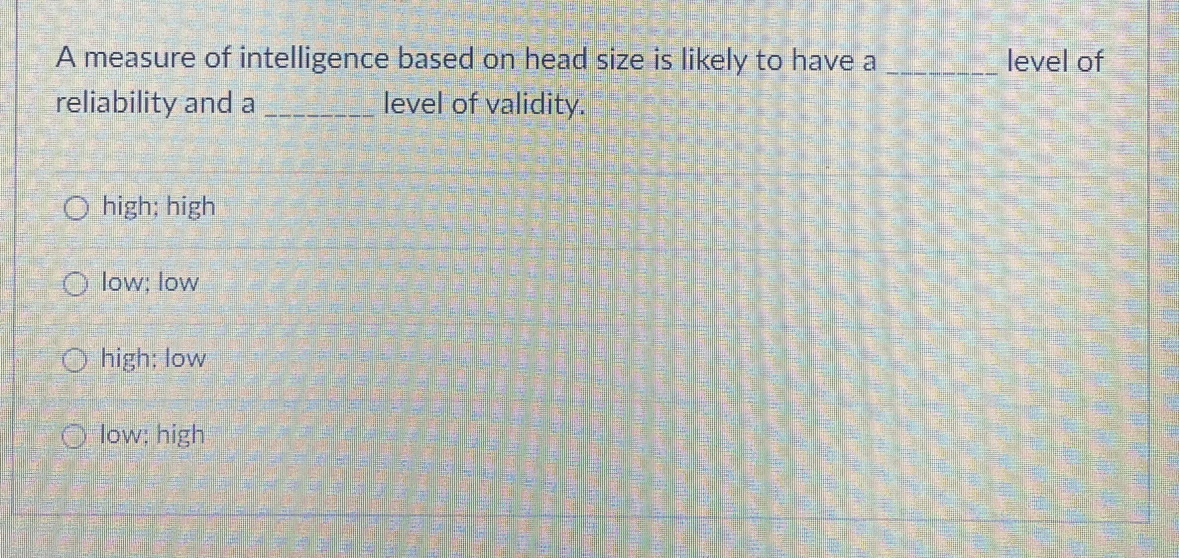 Solved A measure of intelligence based on head size is | Chegg.com