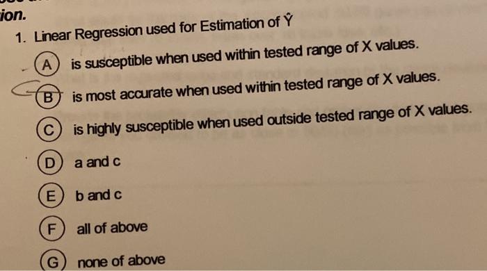 Ion 1 Linear Regression Used For Estimation Of U A Chegg Com
