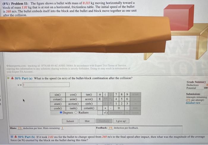 solved-a-5-00-g-bullet-moving-with-an-initial-speed-of-400-m-s-is