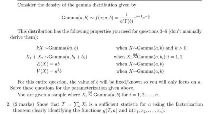 Solved Consider the density of the gamma distribution given | Chegg.com