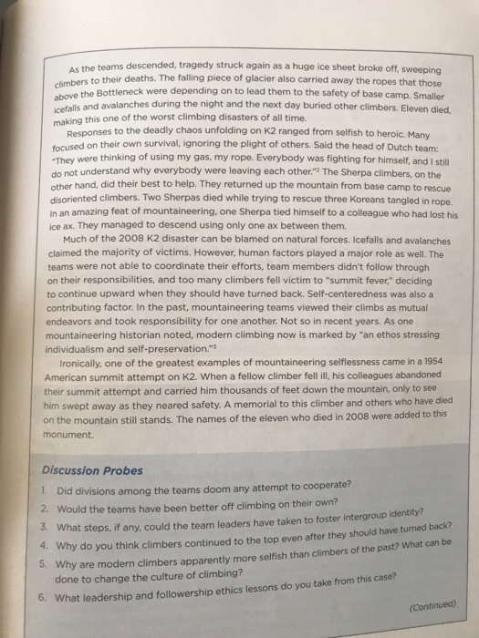 Solved Case Study 9.1 CHAOS ON K2 o climb. While more than