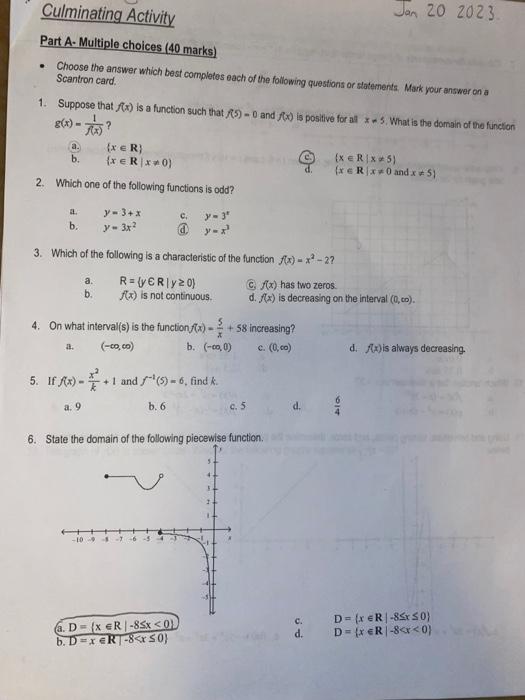 Solved - Choose the answer which best completes each of the | Chegg.com