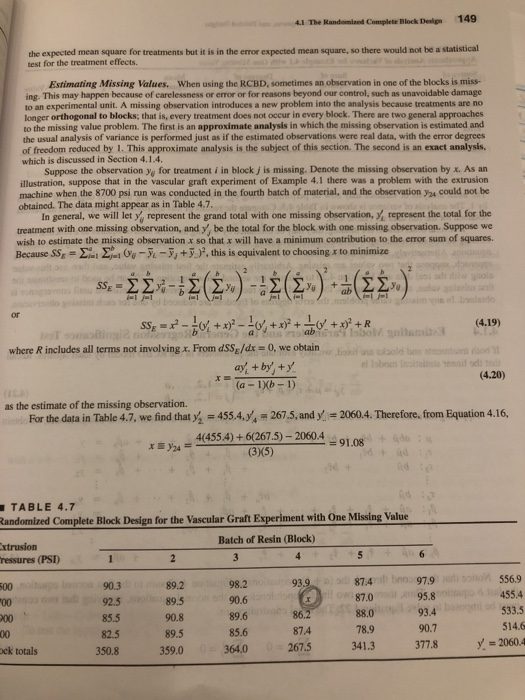 a ) Two missing values in a randomized block. Suppose | Chegg.com