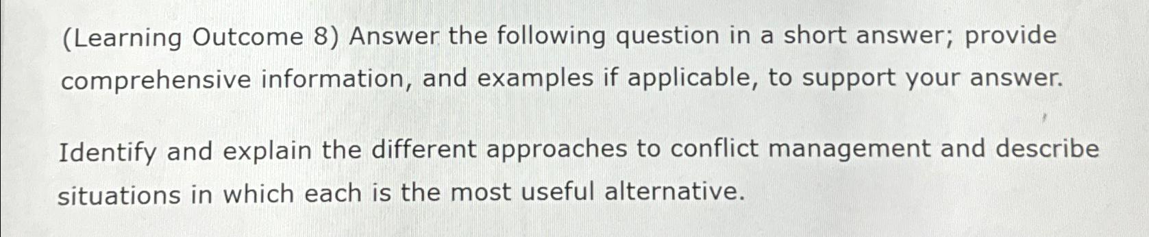 Solved (Learning Outcome 8) ﻿Answer the following question | Chegg.com