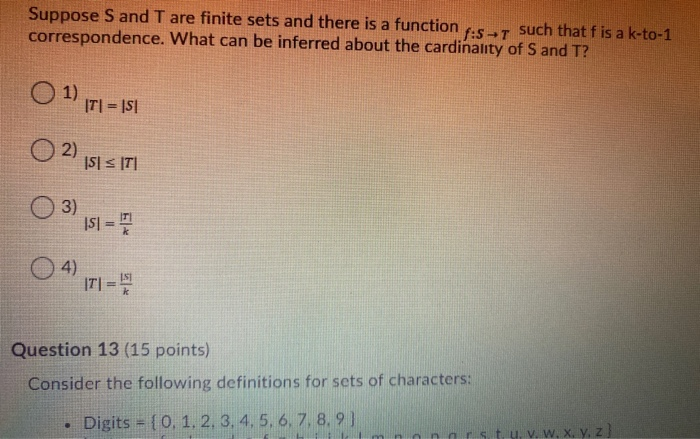 Solved Suppose S And T Are Finite Sets And There Is A | Chegg.com