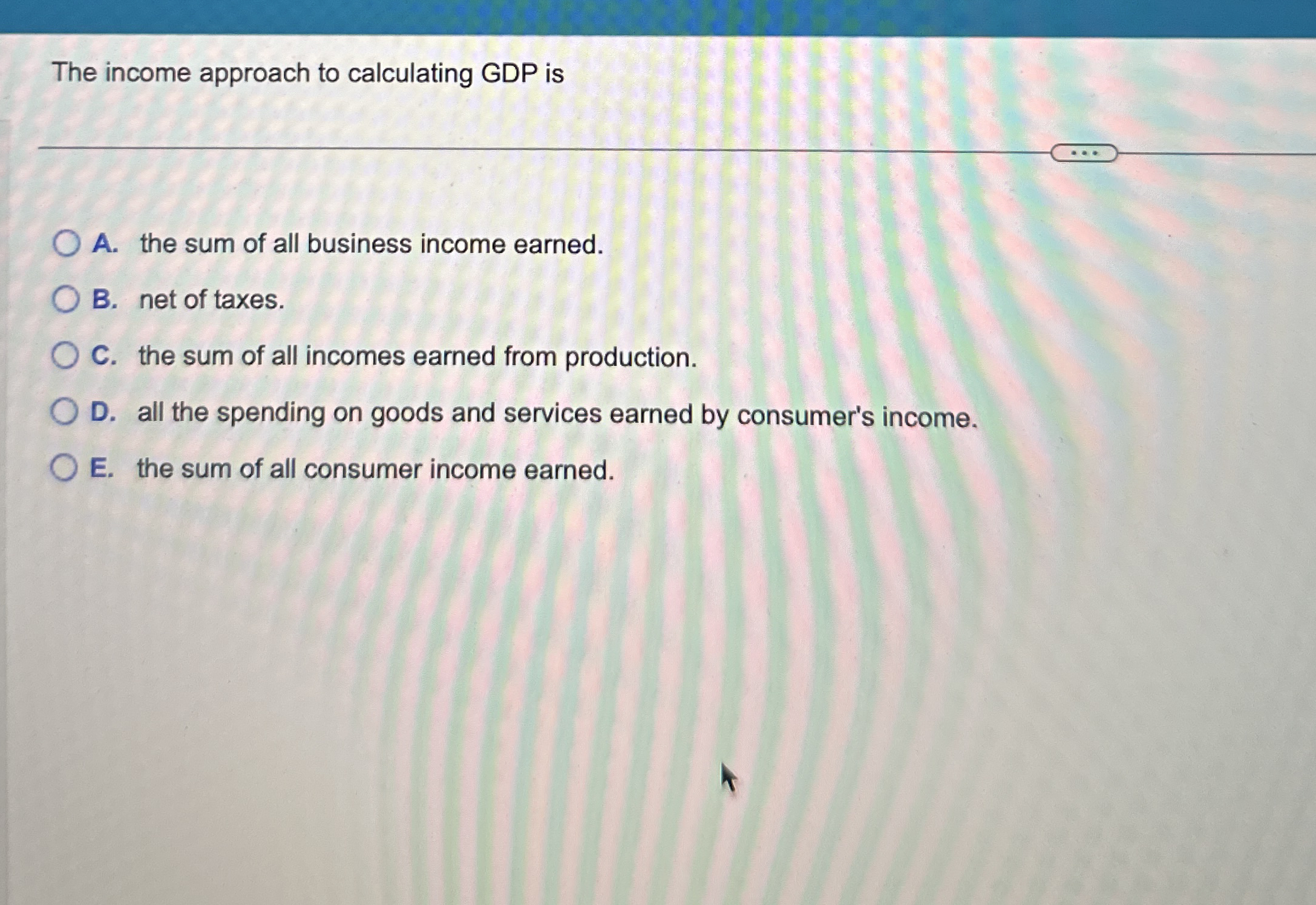 The income approach to calculating GDP isA. ﻿the sum | Chegg.com