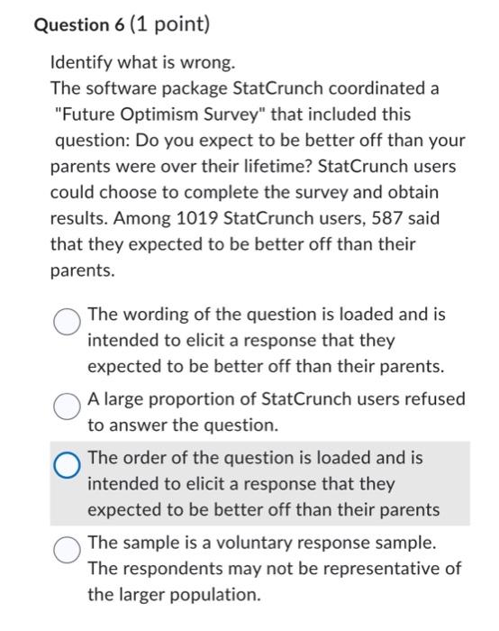 Solved Question 2 (1 point) In a survey of Broward College | Chegg.com