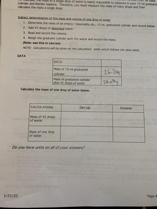 Solved be used. of a single drop of water is nearly