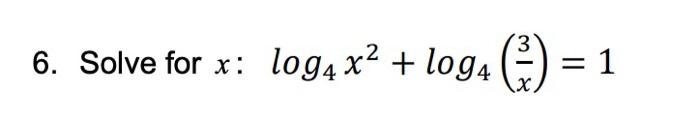 Solved log4x2+log4(x3)=1 | Chegg.com