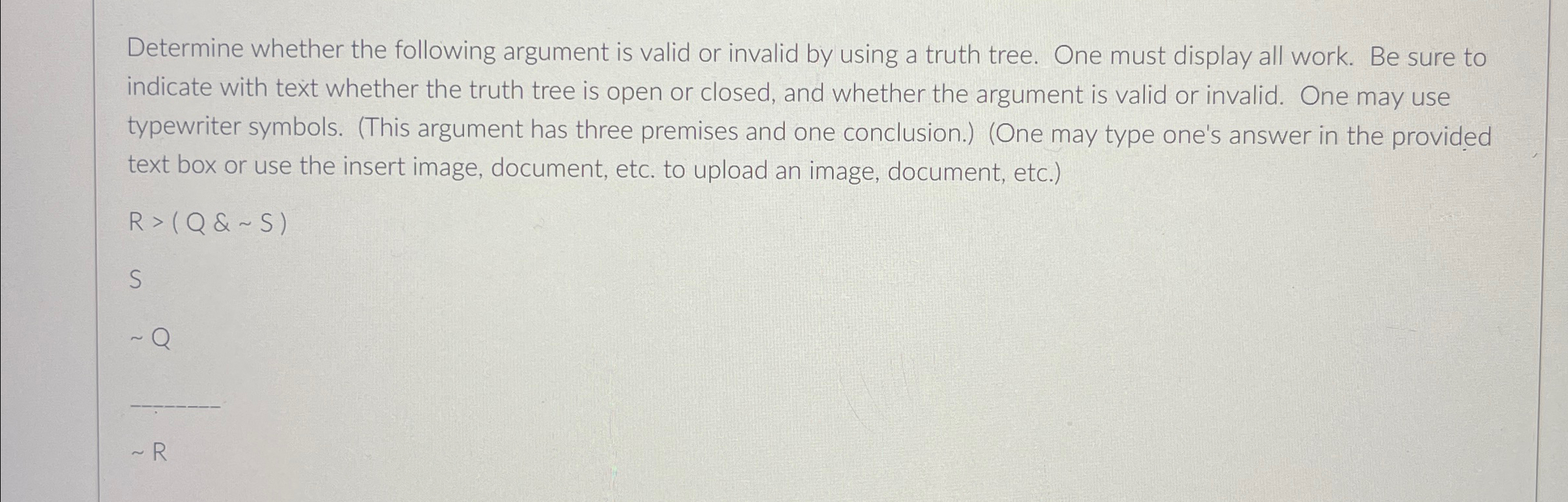 Solved Determine whether the following argument is valid or | Chegg.com