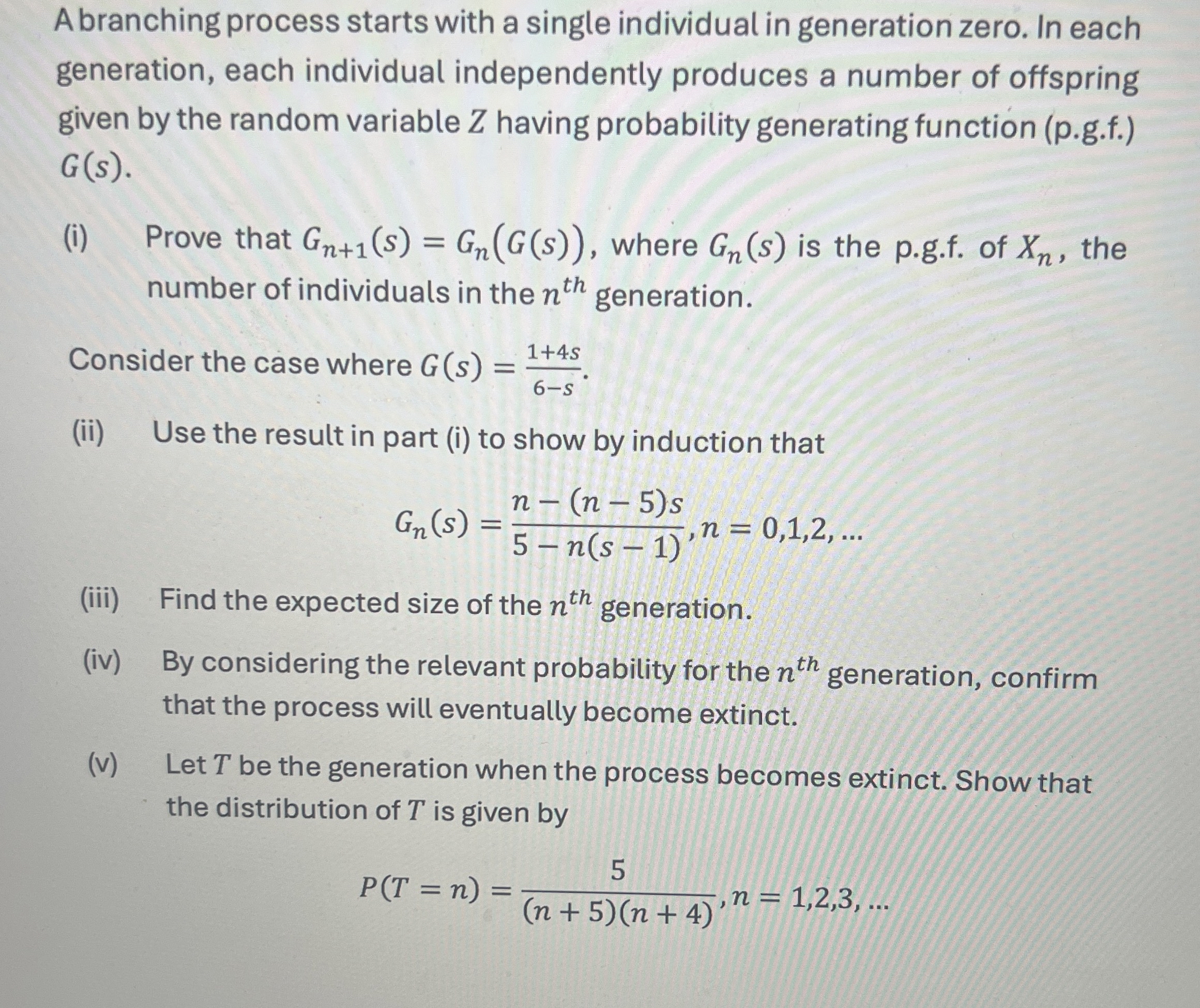 Solved A branching process starts with a single individual | Chegg.com