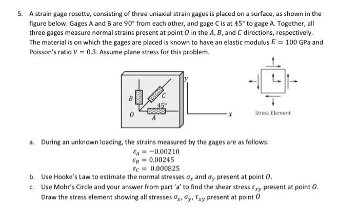 Solved 5. A strain gage rosette, consisting of three | Chegg.com