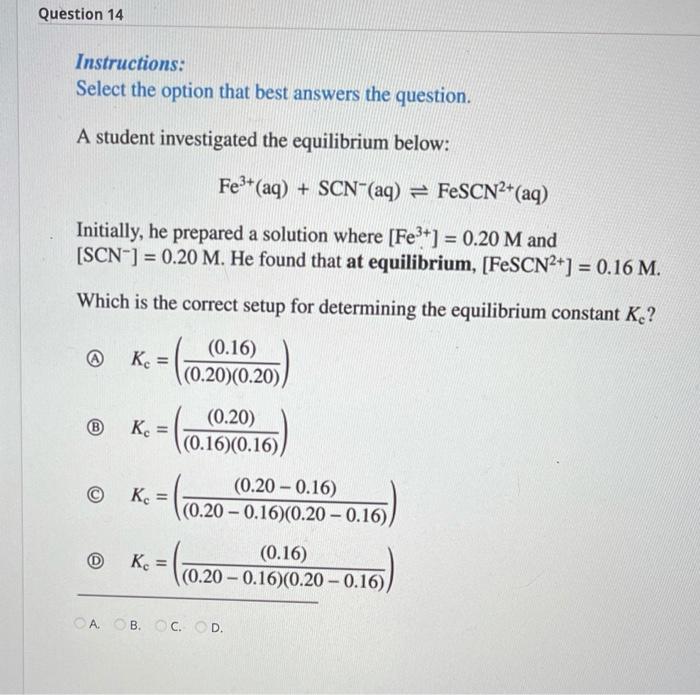 Solved Question 14 Instructions: Select the option that best | Chegg.com