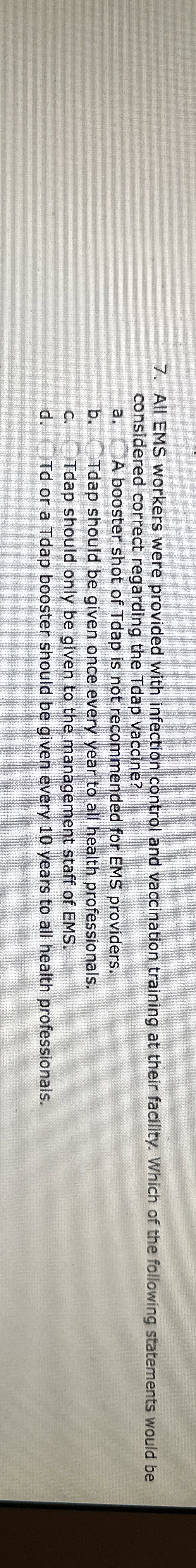 Solved All EMS workers were provided with infection control