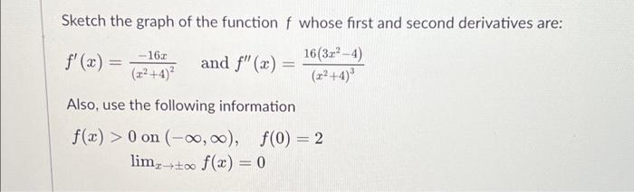 Solved Sketch the graph of the function f whose first and | Chegg.com