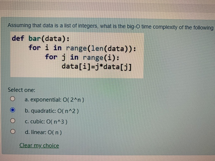 Solved Assuming That Data Is A List Of Integers What Is Chegg Com