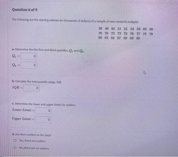 Solved Question 6 of 9 The following are the starting | Chegg.com
