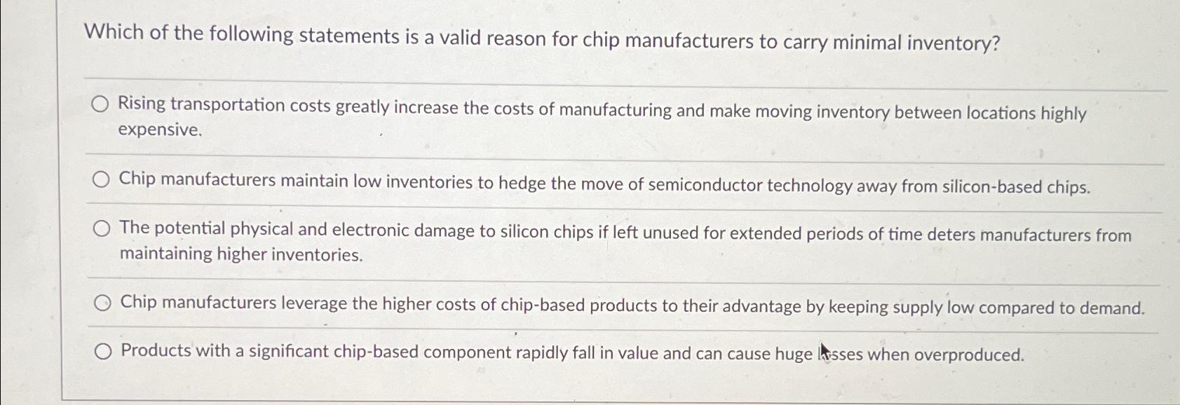 Solved Which of the following statements is a valid reason | Chegg.com
