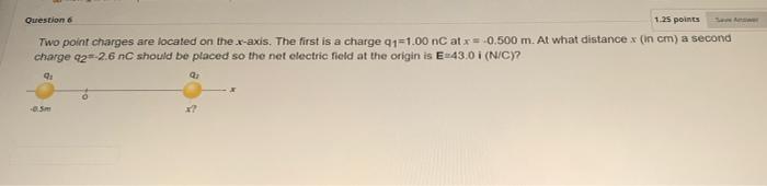 Solved Question 6 1.25 points Two point charges are located | Chegg.com